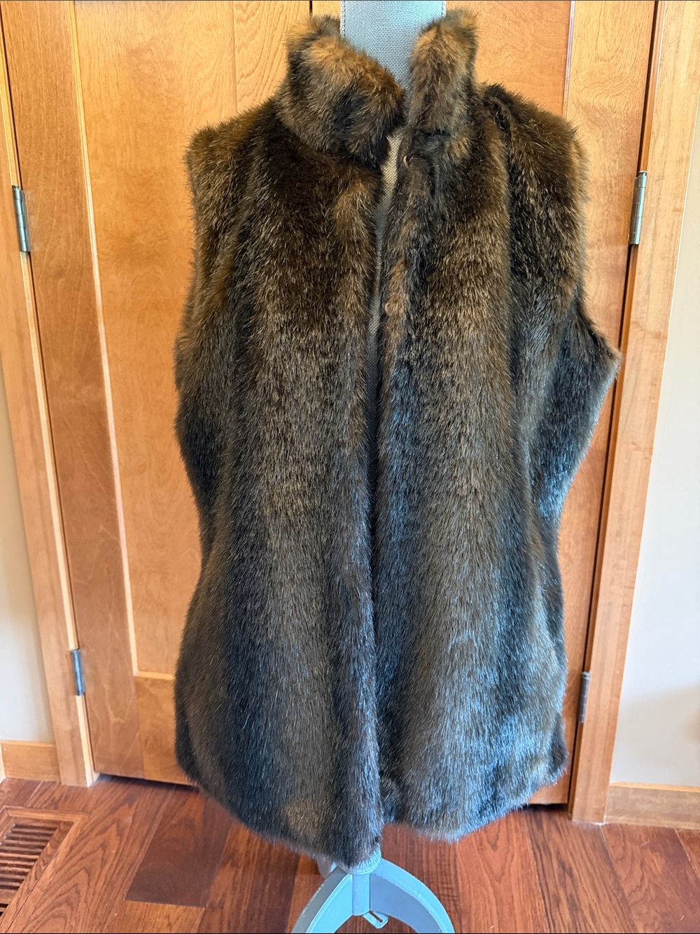Barneys New York Dark Brown Faux-Fur Sleeveless Vest